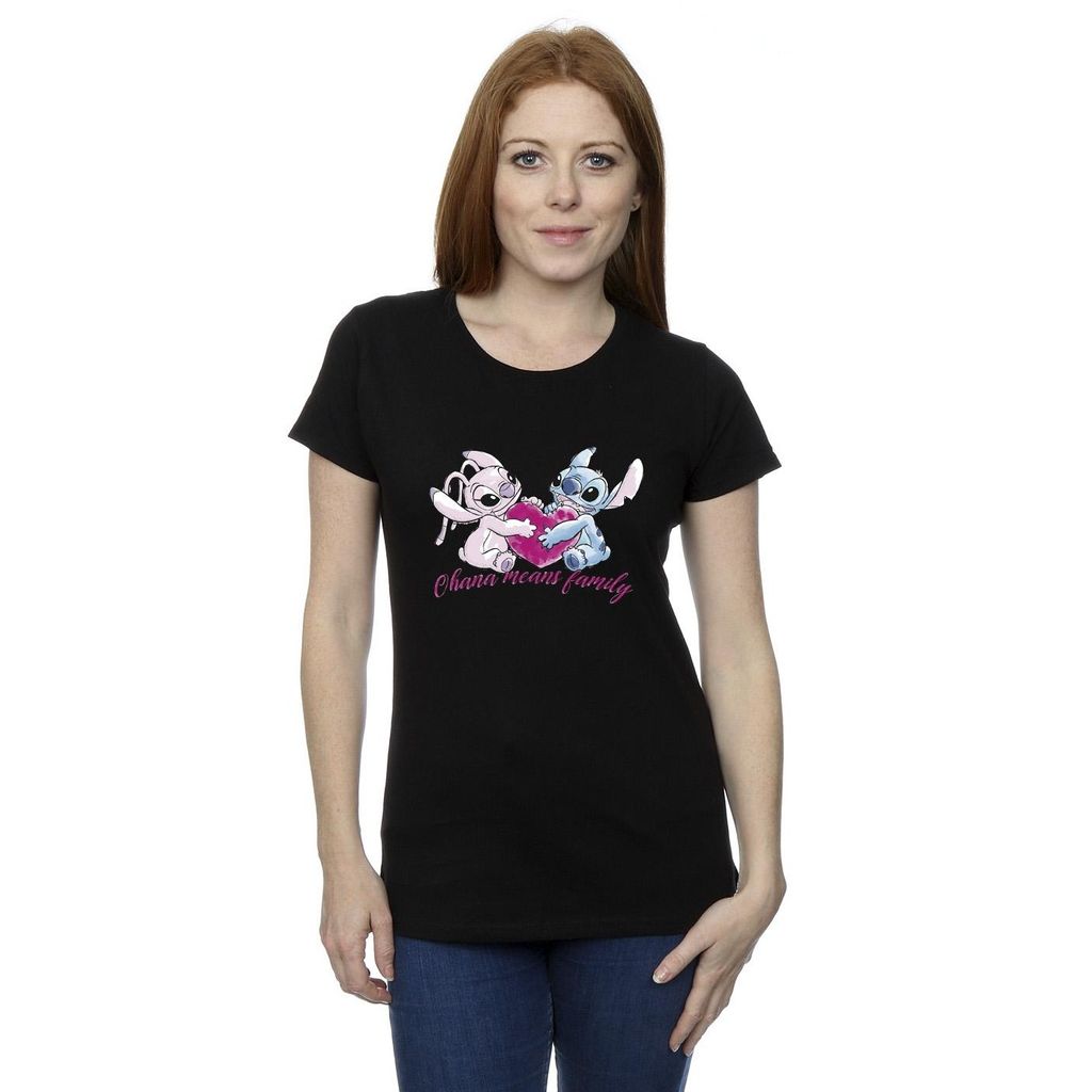 Disney - "Ohana" T-Shirt für Damen BI25822 (S) (Schwarz) Produktbild 