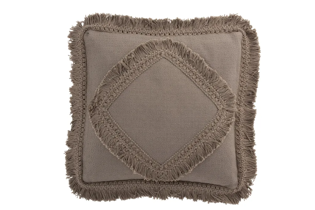 Coussin Carré J-Line Taupe pour Canapé - Ambiance Cosy et Chaleureuse