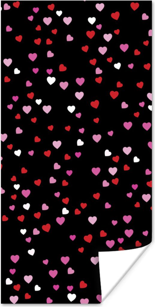 MuchoWow Poster Eine Illustration mit Herzen auf einem schwarzen Hintergrund 20x40 cm - Plakat - Foto