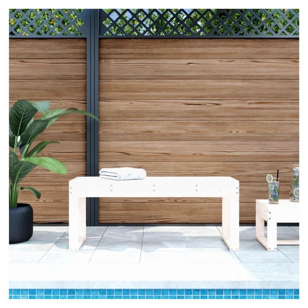 Möbel-Gartenbank, weiß, 110x38x45 cm, Massivholz Kiefer