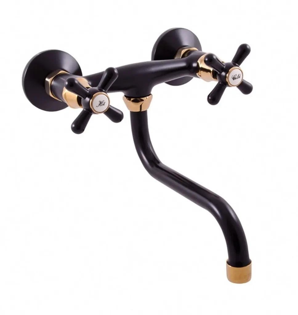 Slezák-RAV Slezák RAV Morava MK101/21 miscelatore per lavello/lavandino Colore: nero opaco/oro, Dimensioni: 150 mm