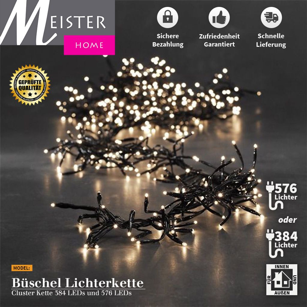 384 Lichter Cluster Büschel Beleuchtung Lichterkette Girlande Weihnachten 
