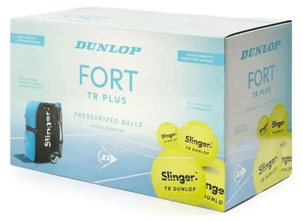 Dunlop Fort Slinger Tennisbälle – Box mit 18 Dosen – 4 Bälle/Dose mehrfarbig