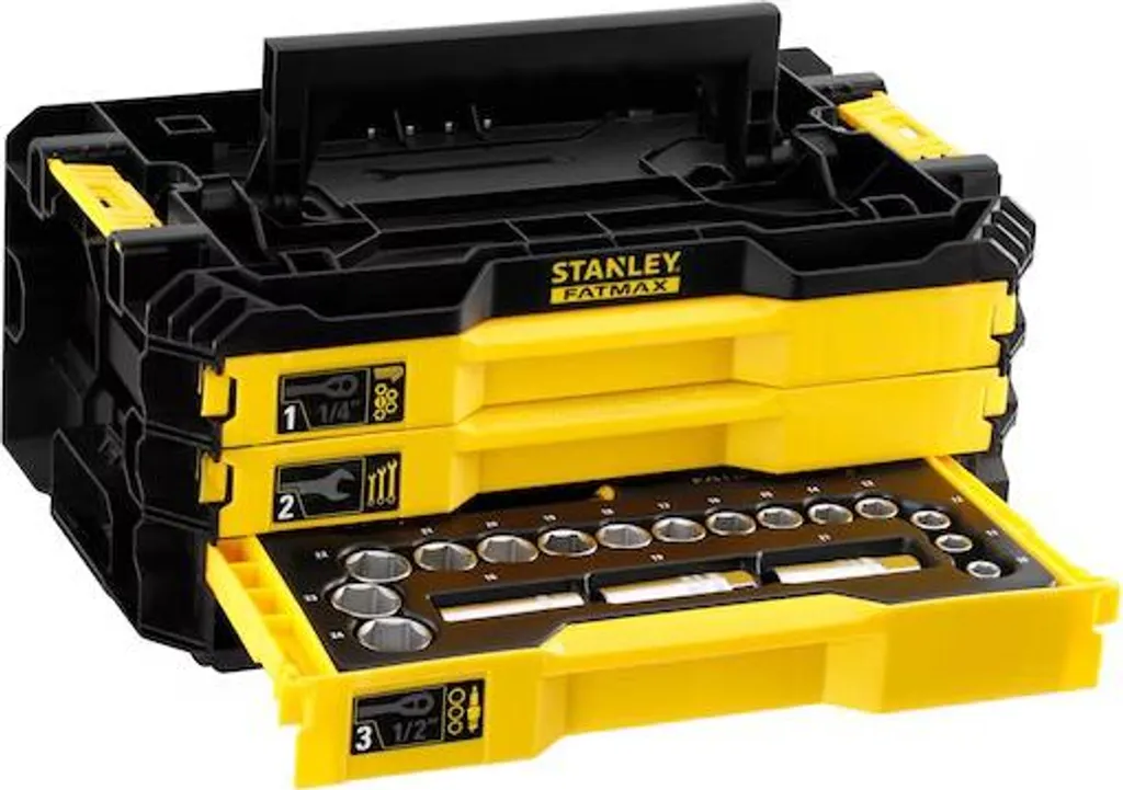 Mallette Outils Stanley 126pcs Pro-Stack avec Cliquets Ergonomiques Noir - 6