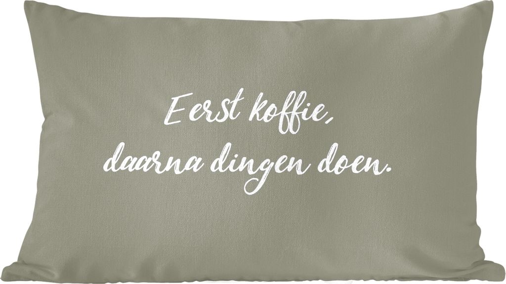 MuchoWow Zierkissen Sofakissen Wohnzimmer Dekokissen 50x30 cm Sprichwörter - Erst der Kaffee, dann die Arbeit - Zitate - Kaffee - Wohnzimmerdeko...