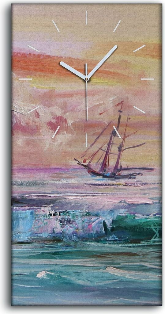 Wanduhr Bürouhr Leinwand Bild Geräuschlos 30x60 Ölgemälde Produktbild 