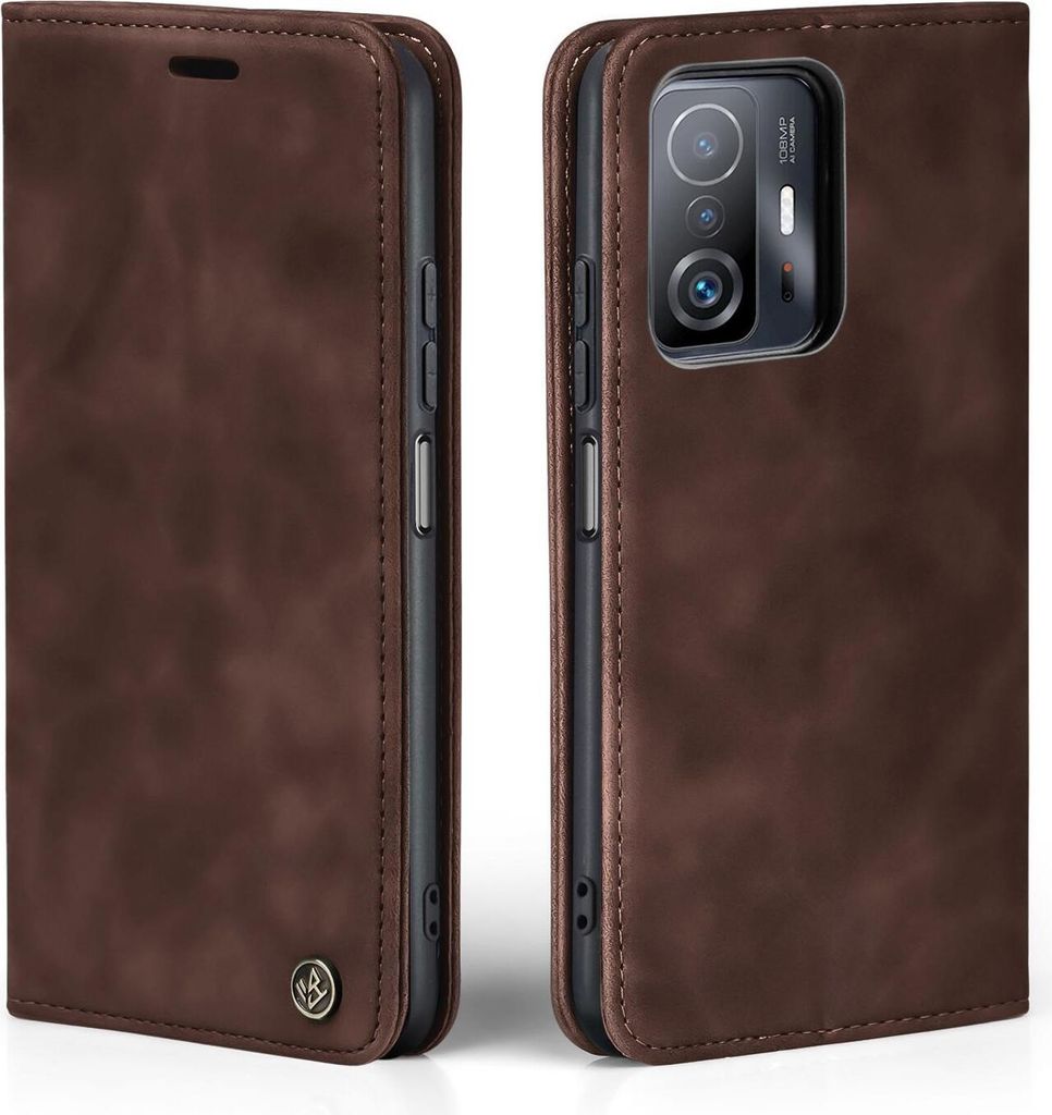 Handy Hülle für Xiaomi 11T / Xiaomi 11T Pro Klapphülle Bookcase Flip Cover Handy Tasche Etui Farbe: Dunkelbraun