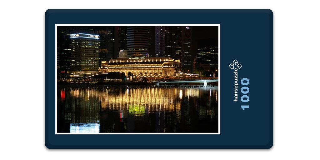 hansepuzzle 15202 - Singapure bei Nacht Puzzle, 1000 Teile, Orte, 60,0 x 46,0cm mit hochwertiger Aufbewahrung, Kartonbox & Beutel