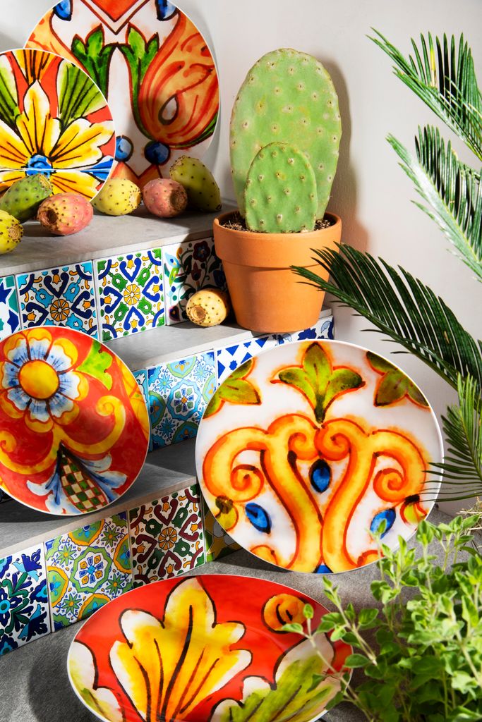 Excelsa Geschirrset 18-teiliges Caltagirone Porzellan Bunt