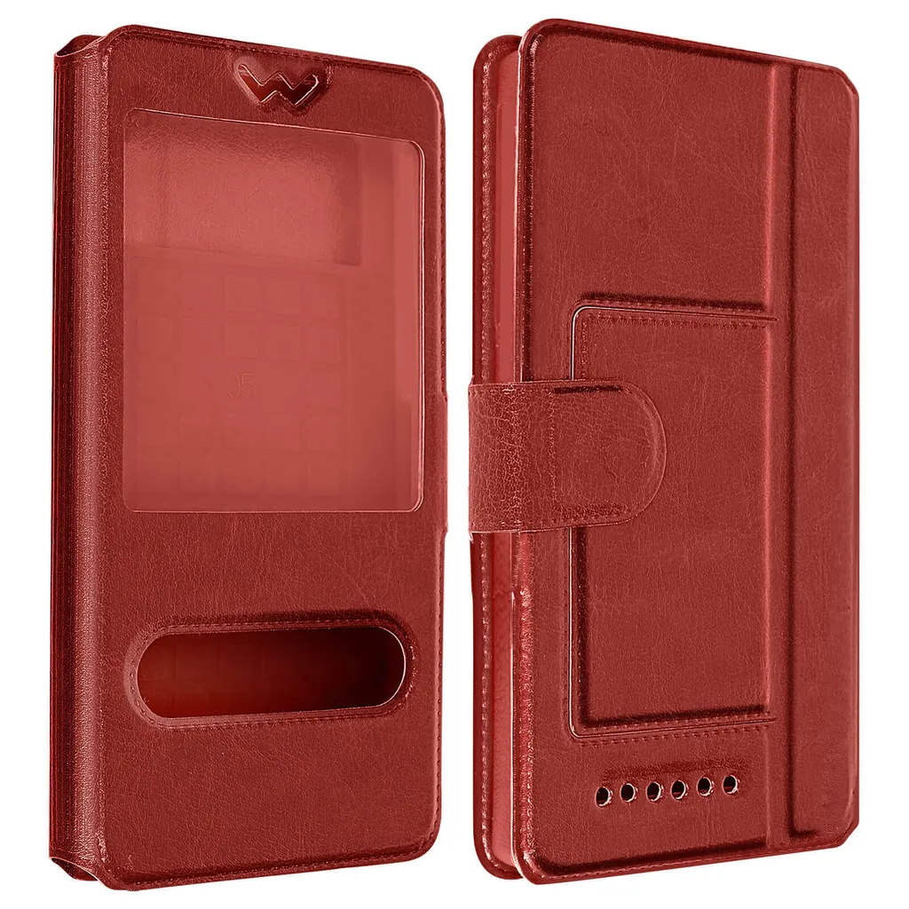 Cover Universale Smartphone Rossa 120x126x63mm con Doppia Finestra Display - 2