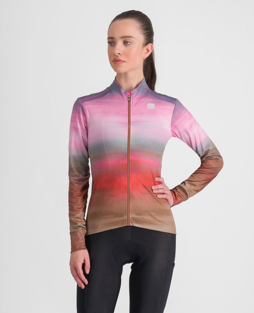 SPORTFUL Langarm Fahrradtrikot für den Winter - FLOW SUPERGIARA THERMAL - Rosa/Braun S