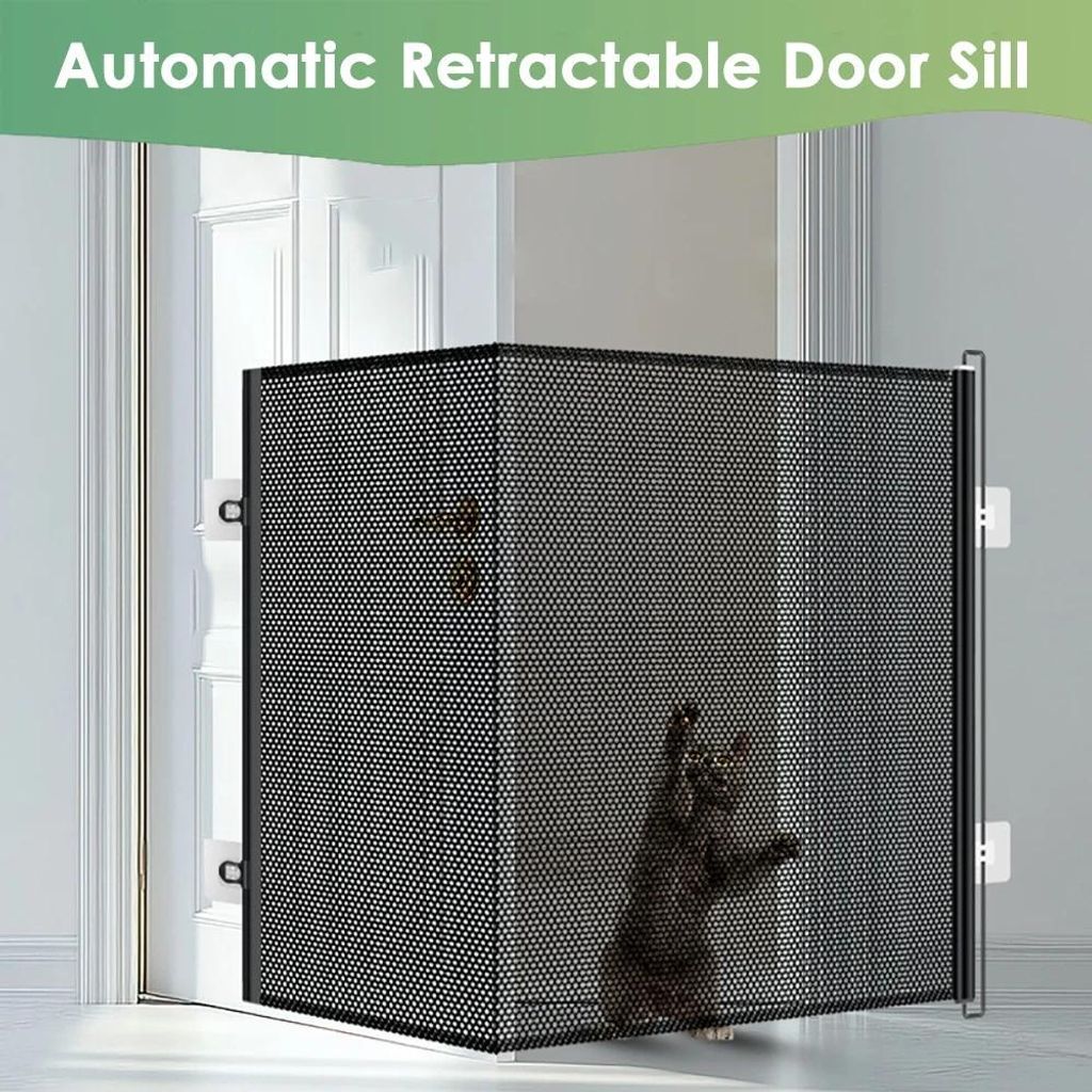 Ausziehbares Hundegitter - Sicherheitsnetz 150×78 cm - Mesh Barriere - Treppen- und Türschutzgitter - Kinder- und Haustiersicherung - Ohne Bohren...