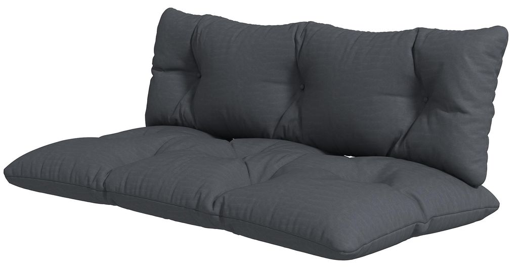 2 teilige Polsterauflage Gartenmöbelsitzkissen Sitzauflage, wetterbeständig, Knopfheftung, 120 x 60 x 15 cm, Grau
