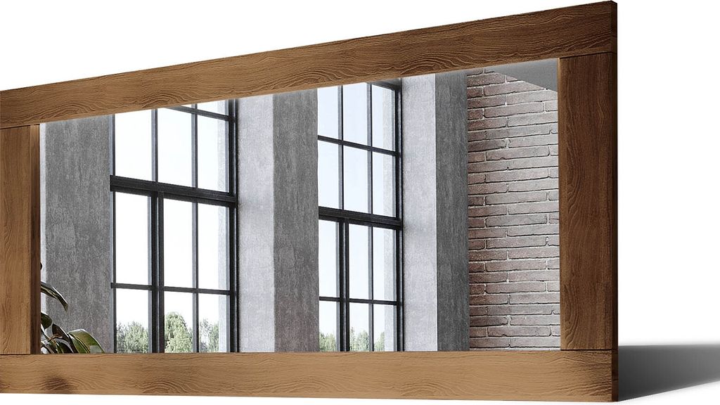 180x70 Rechteckig Rustikale Wandspiegel mit Rahmen massivholz Eichenholz Horizontal | Individuell Spiegel Nach Maß | LDR224 Oak Brown Glatte Oberf...