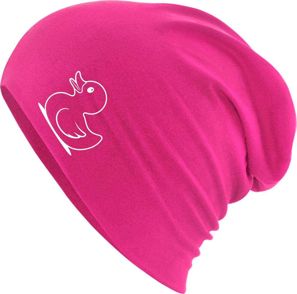Huuraa Beanie Gummiente Silhouette Fuchsia One Size Baumwolle und Elasthan Mütze Geschenkidee