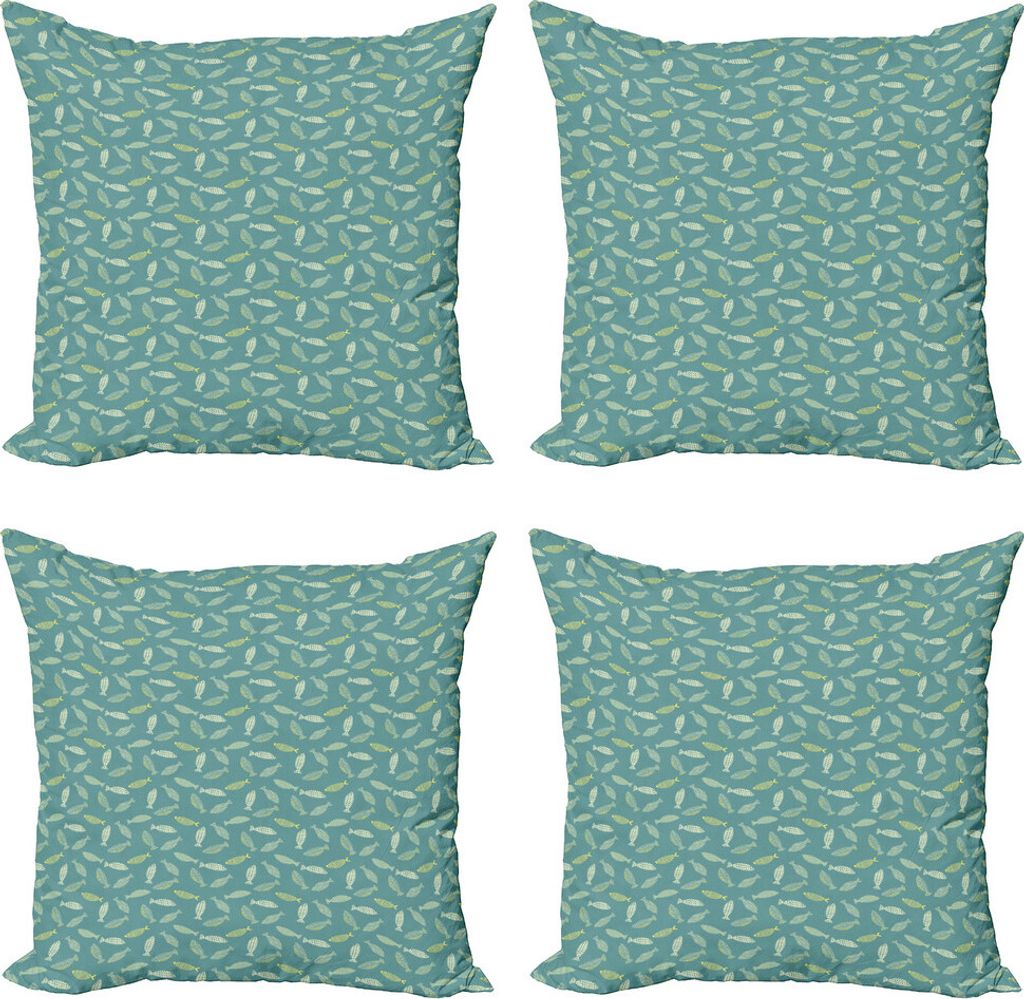 ABAKUHAUS Fisch Kissenbezug Set (4 Stück), Stripes Triangles und Punkte, Moderner Doppelseitiger Digitaldruck, 50 cm x 50 cm, Mehrfarbig