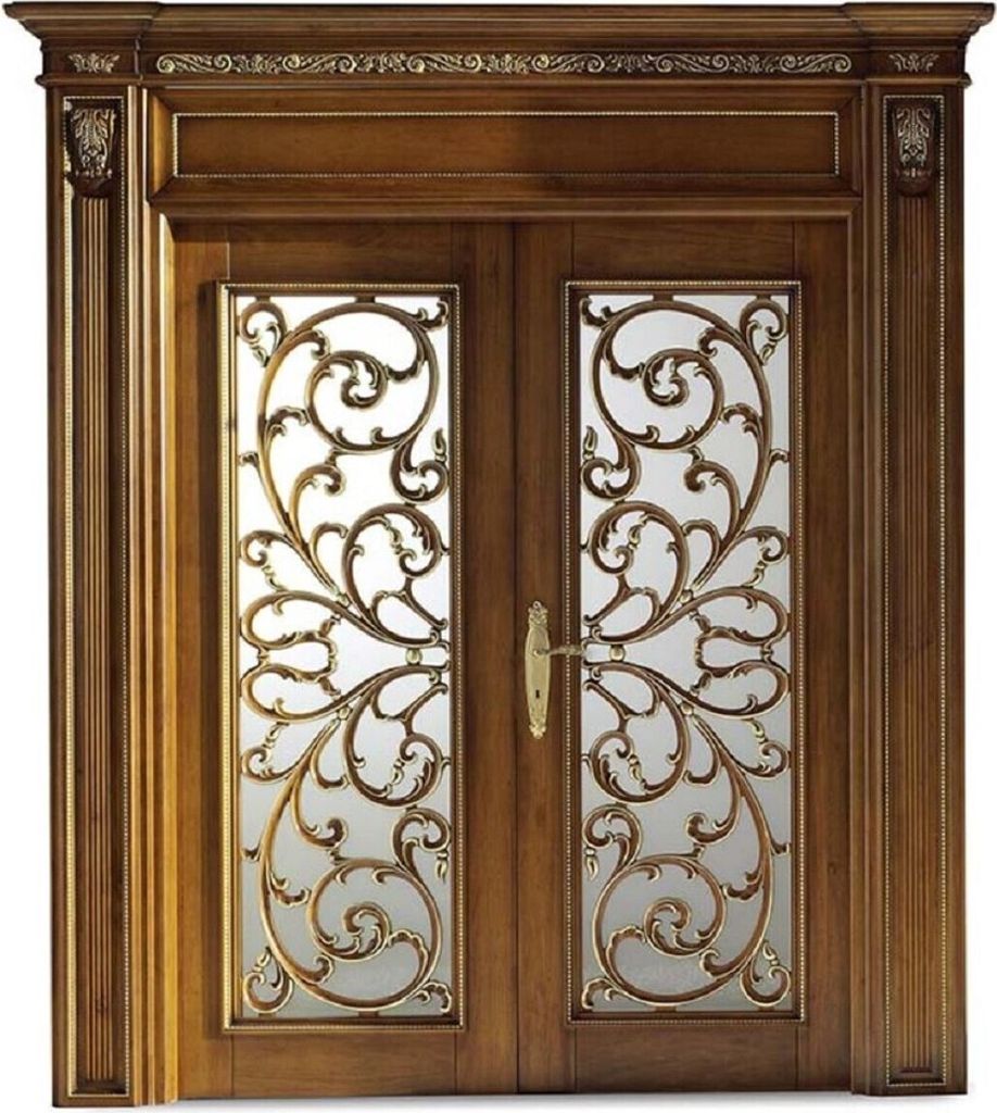 Casa Padrino Luxus Barock Doppel Wohnungstür Braun / Gold 231 cm - Italy