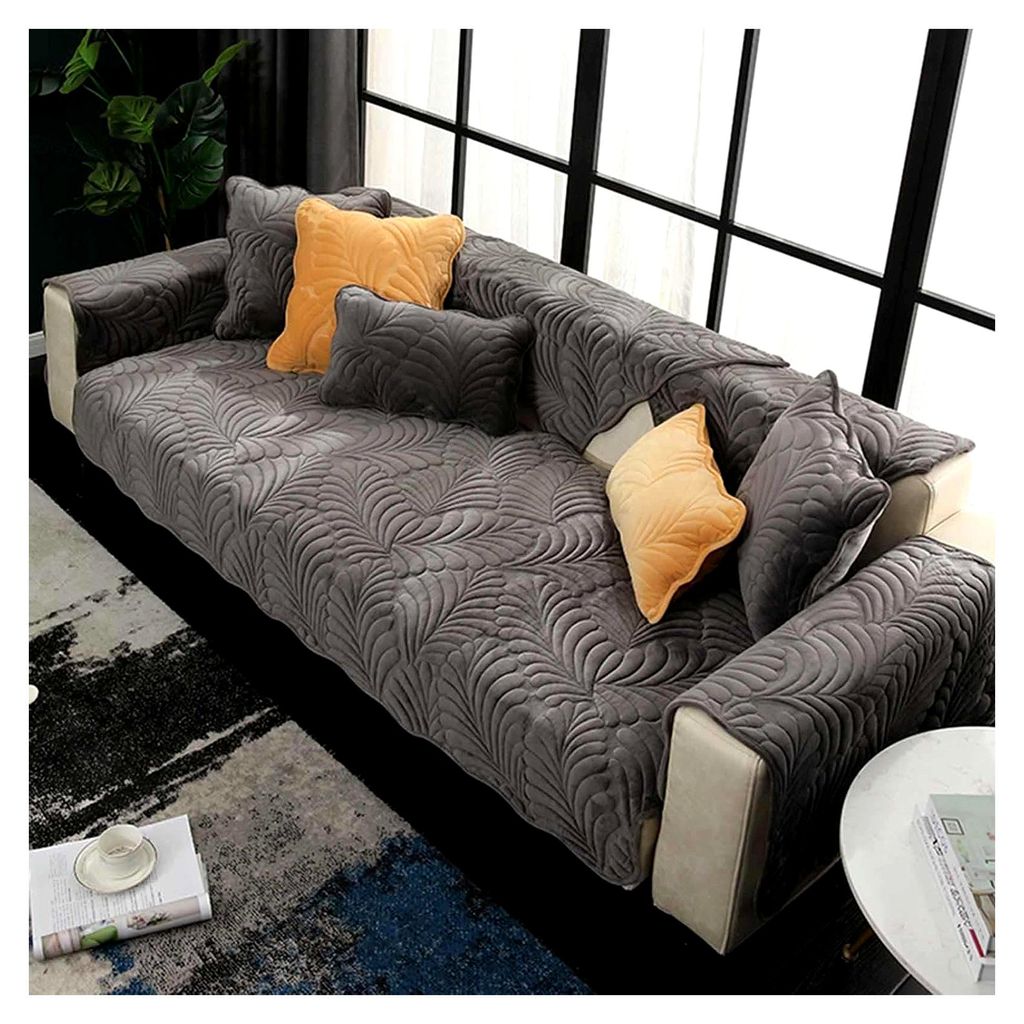 Sofabezug für Ecksofa I Form 1 2 3 4 Sitzer, Sofaschutz, rutschfest, wasserdicht, dunkelgrau, 70x70cm
