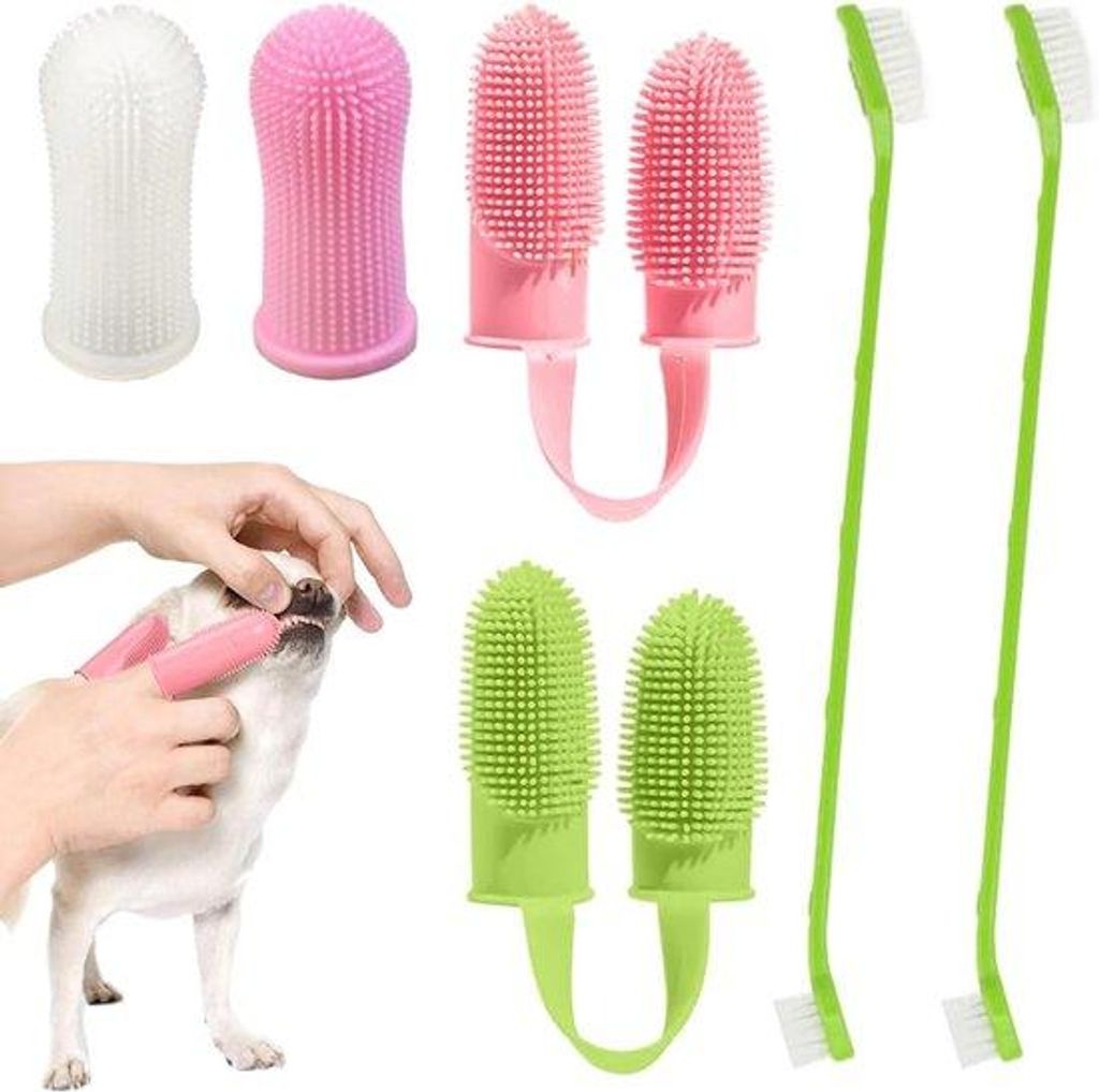 Famanu Set von 4 Silikon-Zahnbürsten für Hunde und Katzen – 360 Grad Reinigung, weich und wiederverwendbar