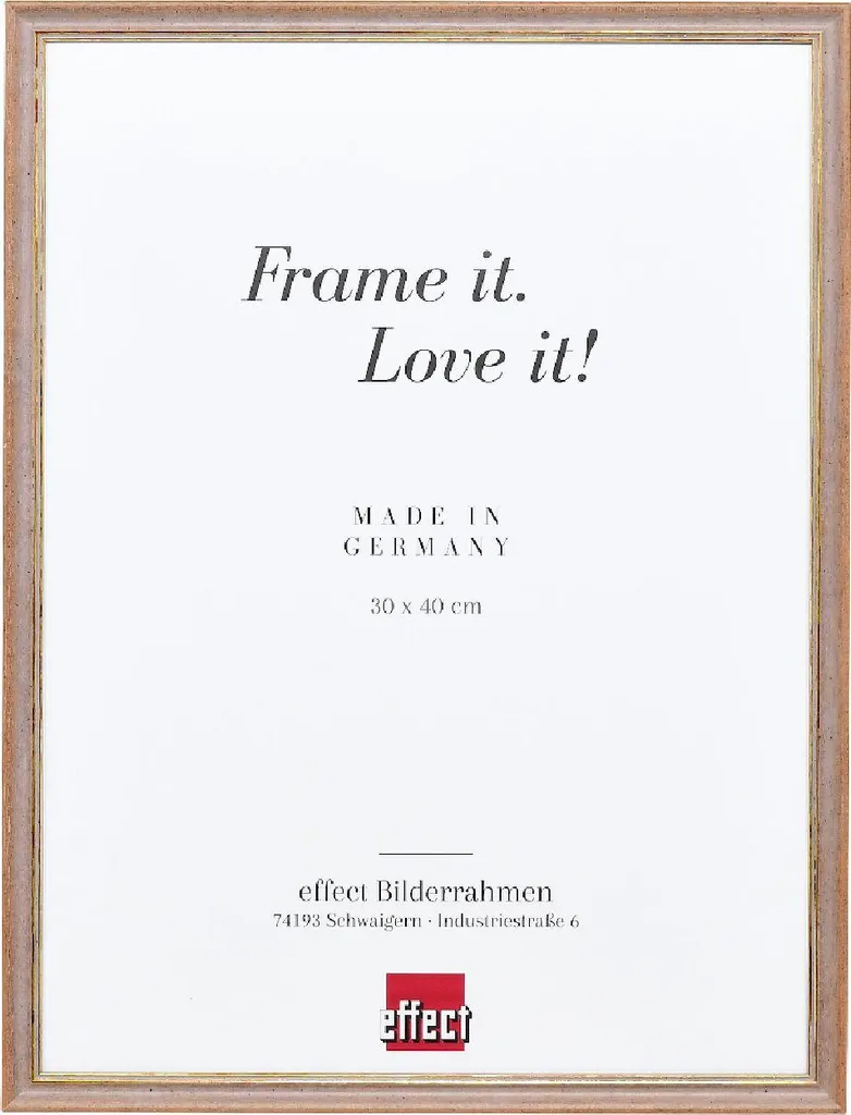 Effetto cornice in legno massiccio profilo 25 noce marrone 15x20 cm vetro museale