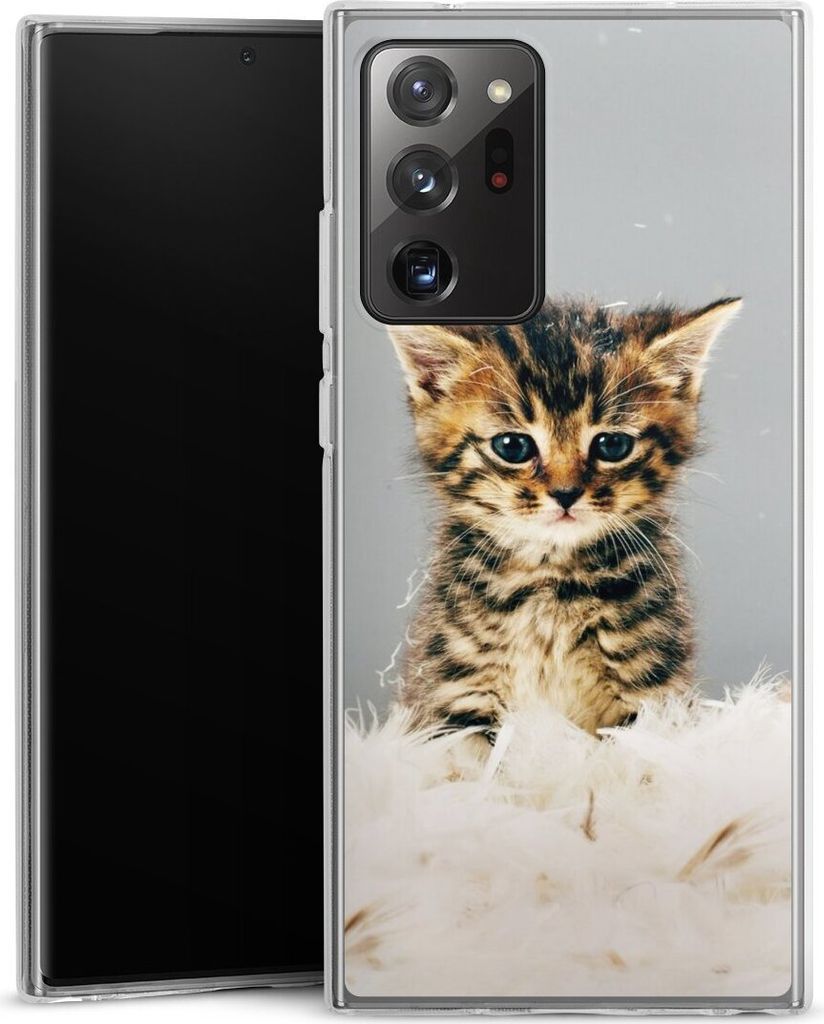 DeinDesign Handyhülle für Samsung Galaxy Note 20 Ultra 5G Silikon Hülle Case Smartphone Schutzhülle Feder Haustier Katze