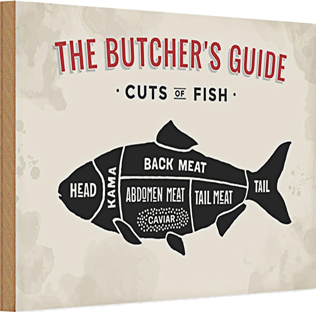 Holzschild Fisch 30x20cm cuts of fish Metzgerei