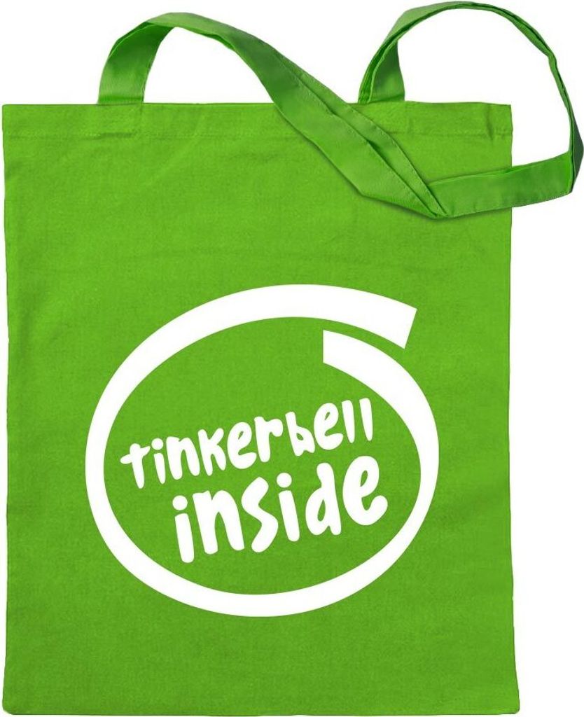 Kiwistar - Baumwolltasche - hellgrün - Tinkerbell inside - Tragetasche Stoffbeutel Umhängetasche langer Henkel