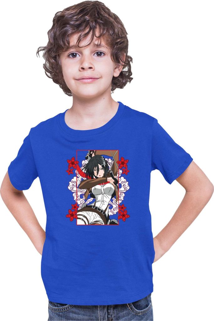 Kinder T-Shirt Japan Anime Manga Attack Anime On Titan Mikasa Ackerman 02 Mikasa Strike, 3-4 Jahr - 104 / Blau