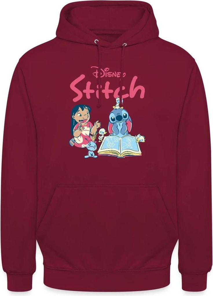 Lilo & Stitch Mit Buch Uni Hoodie, XL, Bordeaux