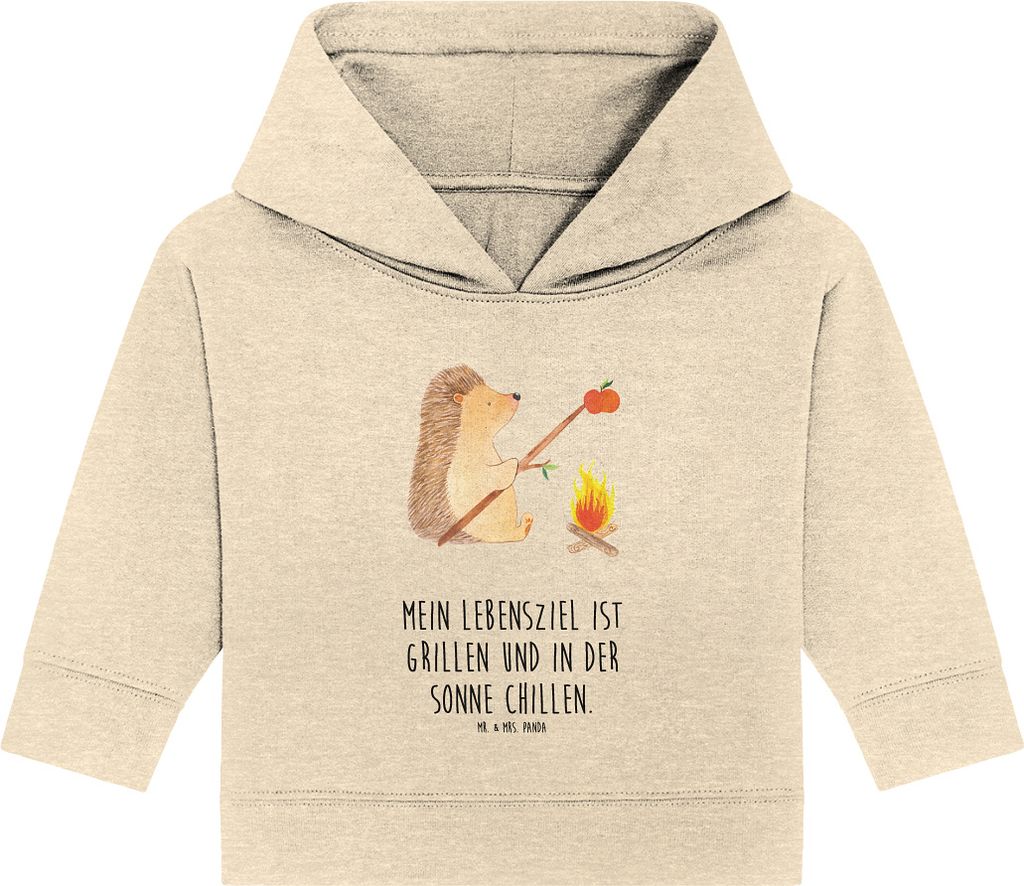 Mr. & Mrs. Panda Organic Baby Hoodie Igel Grillen 12. - 18. Monat - Natural Raw - Geschenk, Arbeitslos, Ziele, Lustige Sprüche, Kapuzenshirt, Kapu...