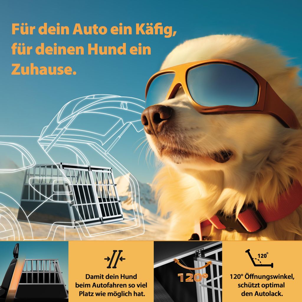 CADOCA® Hundetransportbox Aluminium Hundebox Kofferraum Produktbild 7