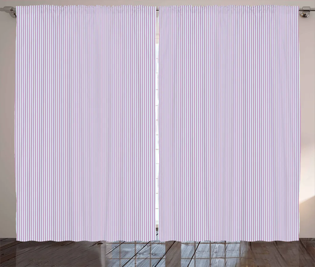 ABAKUHAUS Tenda rustica a righe sottili, sfondo a righe color caramella, tende universali per soggiorno con passanti e ganci, 280 x 175 cm, azzurro lavanda