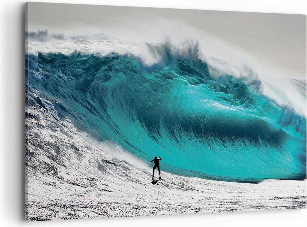 Bild auf Leinwand - Leinwandbild - Einteilig - Surfen Welle Türkis - 100x70cm - Wand Bild - Wanddeko - Wandbilder - Leinwanddruck - Bilder - Wandd...