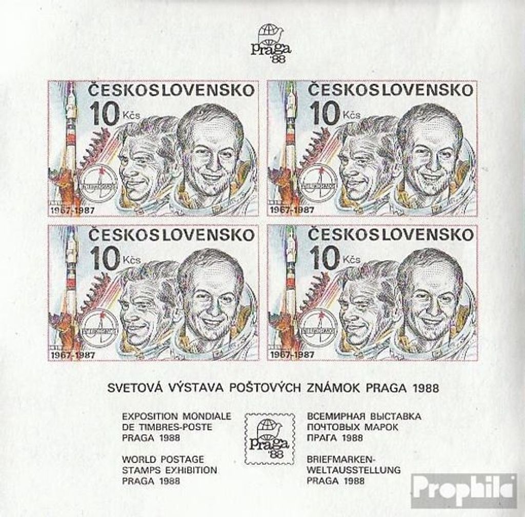 Briefmarken Tschechoslowakei 1987 Mi Block73 (kompl.Ausg.) Produktbild 