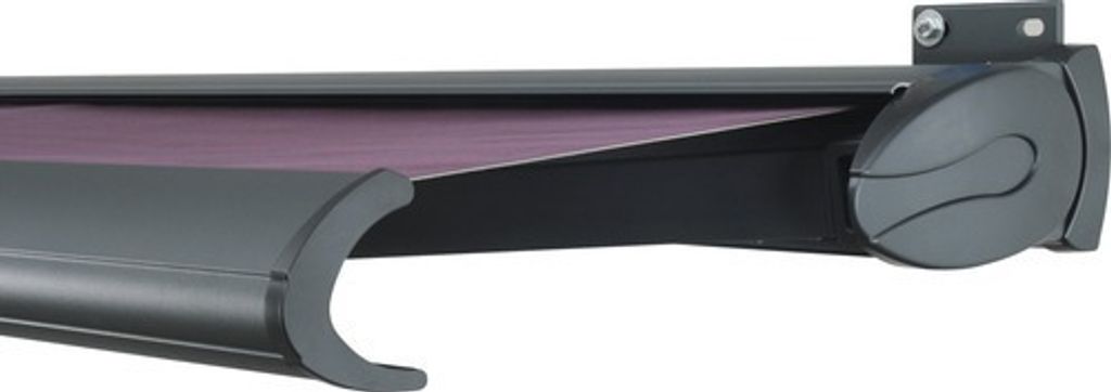 SOLUNA Kassettenmarkise Exclusiv 5x3 Stoff Dessin 7554 Gestell RAL 7016 anthrazitgrau Antrieb rechts inkl. Motor und Wan