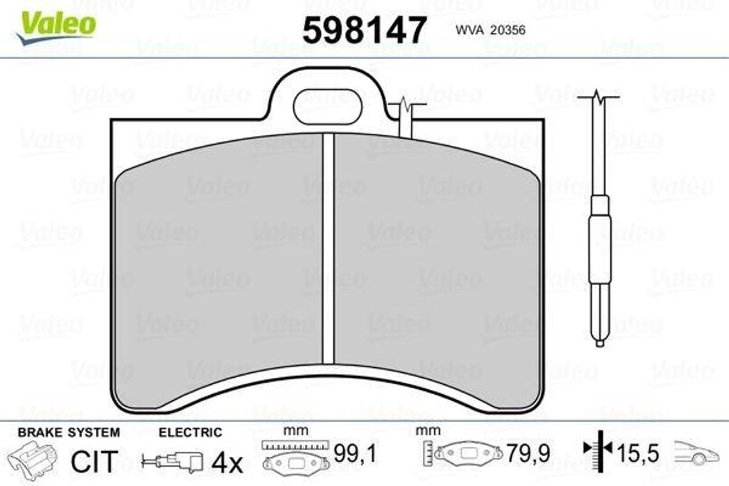VALEO Bremsbeläge Satz Vorne für CITROËN CX II 598147
