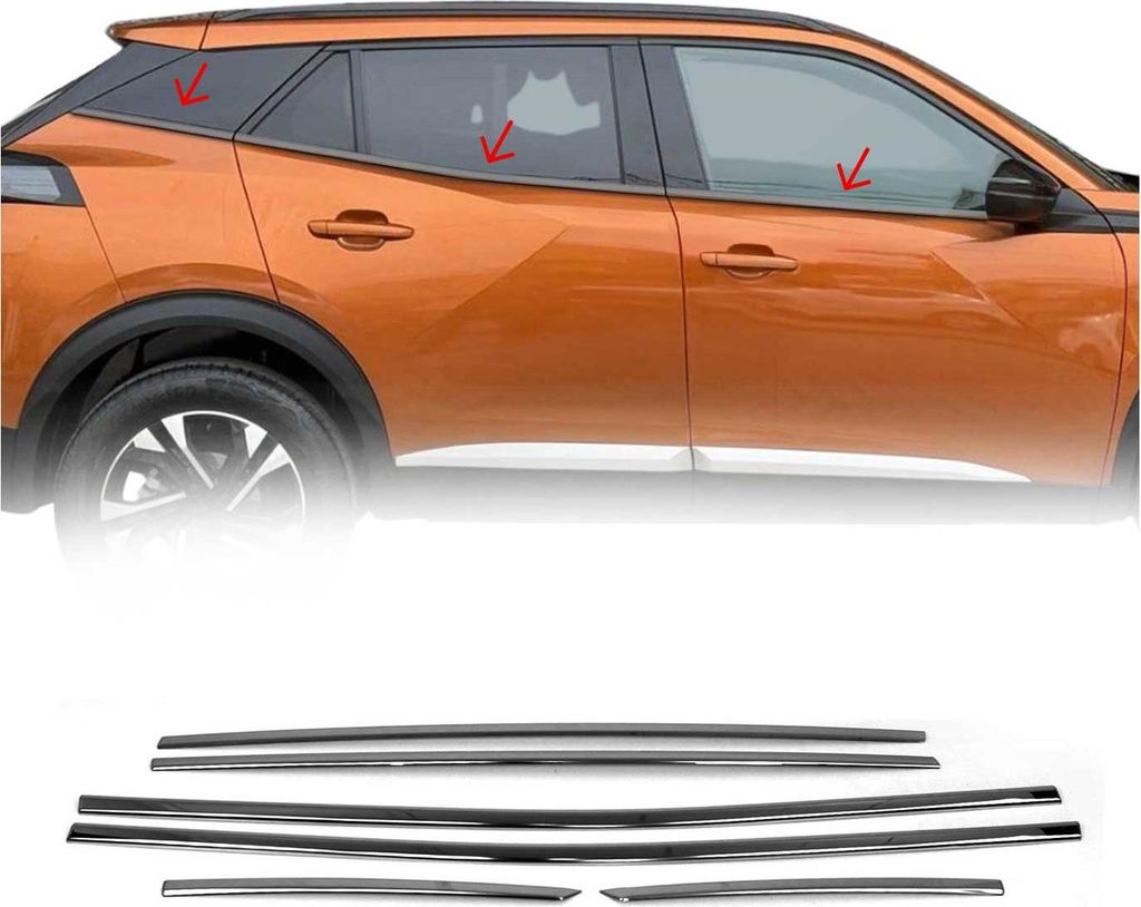 Fensterleisten Zierleisten für Peugeot 2008 2019-2020 Edelstahl Dunkel 6tlg