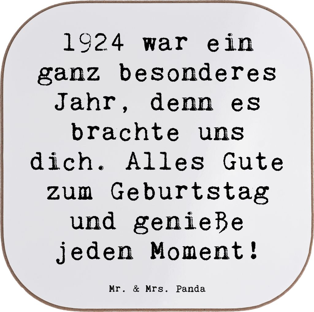 Mr. & Mrs. Panda Untersetzer Glas Spruch 1924 Geburtstag - Weiß - Geschenk, unvergessliche Geschenke, glückliche Momente, Alter, Coaster, Tasse, ...