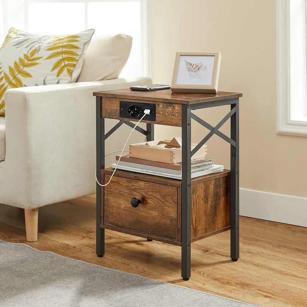 Table d'appoint avec station de charge et rangement discret HOOBRO - 5