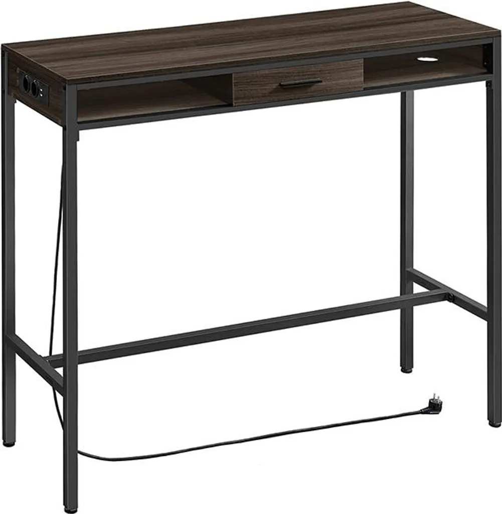 Table de bar pour petit appartement 120 cm avec tiroir brun frêne