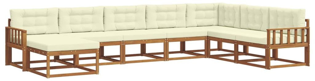 vidaXL Outdoor-Sofagarnitur mit Kissen 8 pcs Natur und Creme