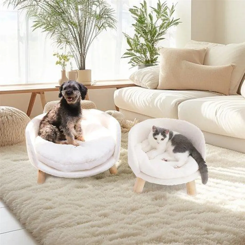Canapé pour chien blanc déhoussable - Évitez les poils sur votre sofa