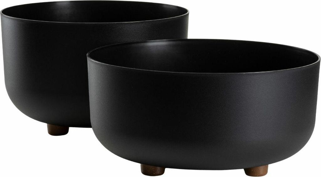 HowHomely | Blumentöpfen - Pflanzentöpfe auf Füßen - schwarz - 2er Set - Übertöpfe - Blumenkübel - Pflegeleicht
