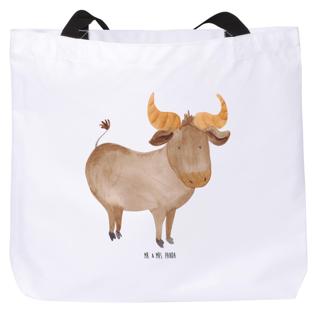 Mr. & Mrs. Panda Strandtasche Sternzeichen Stier - Weiß - Geschenk, Reisetasche, Beutel, Rind, Geburtstag April, Laptoptasche, Mai, Ochse, Aszende...