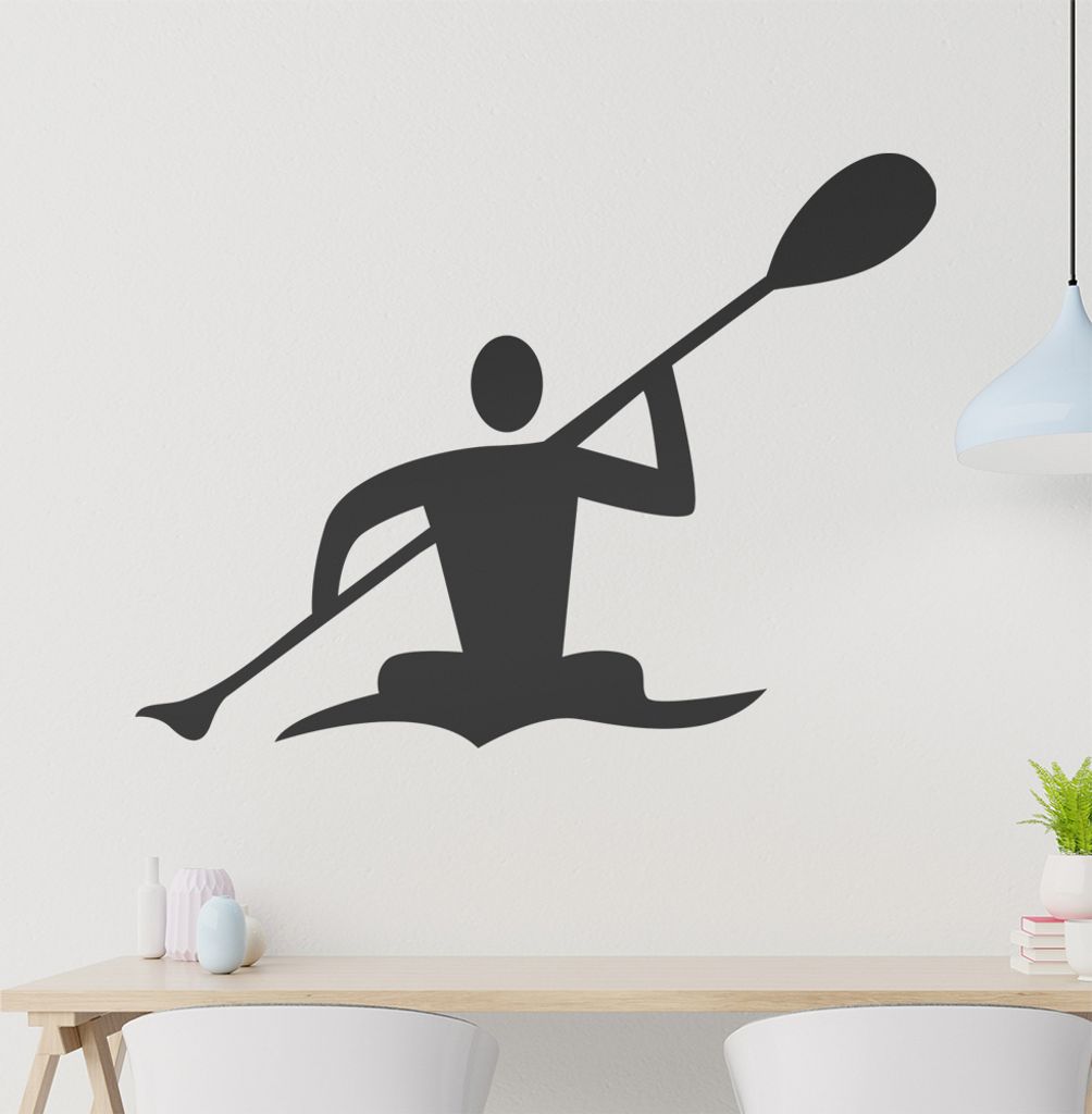 Paddeln Kanu Rudern Wandtattoo in 6 Größen - Wandaufkleber Wall Sticker - Dekoration, Küche, Wohnzimmer, Schlafzimmer, Badezimmer