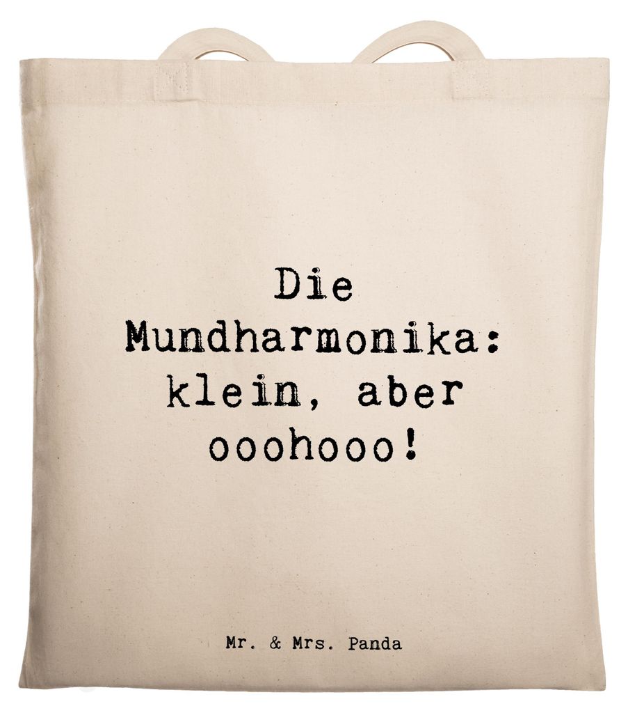 Mr. & Mrs. Panda Shopping Tasche Spruch Mundharmonika Ohooo - Transparent - Geschenk, Musik, Laptoptasche, Rockmusik, Tote Bag, Einkaufstasche, Ins...