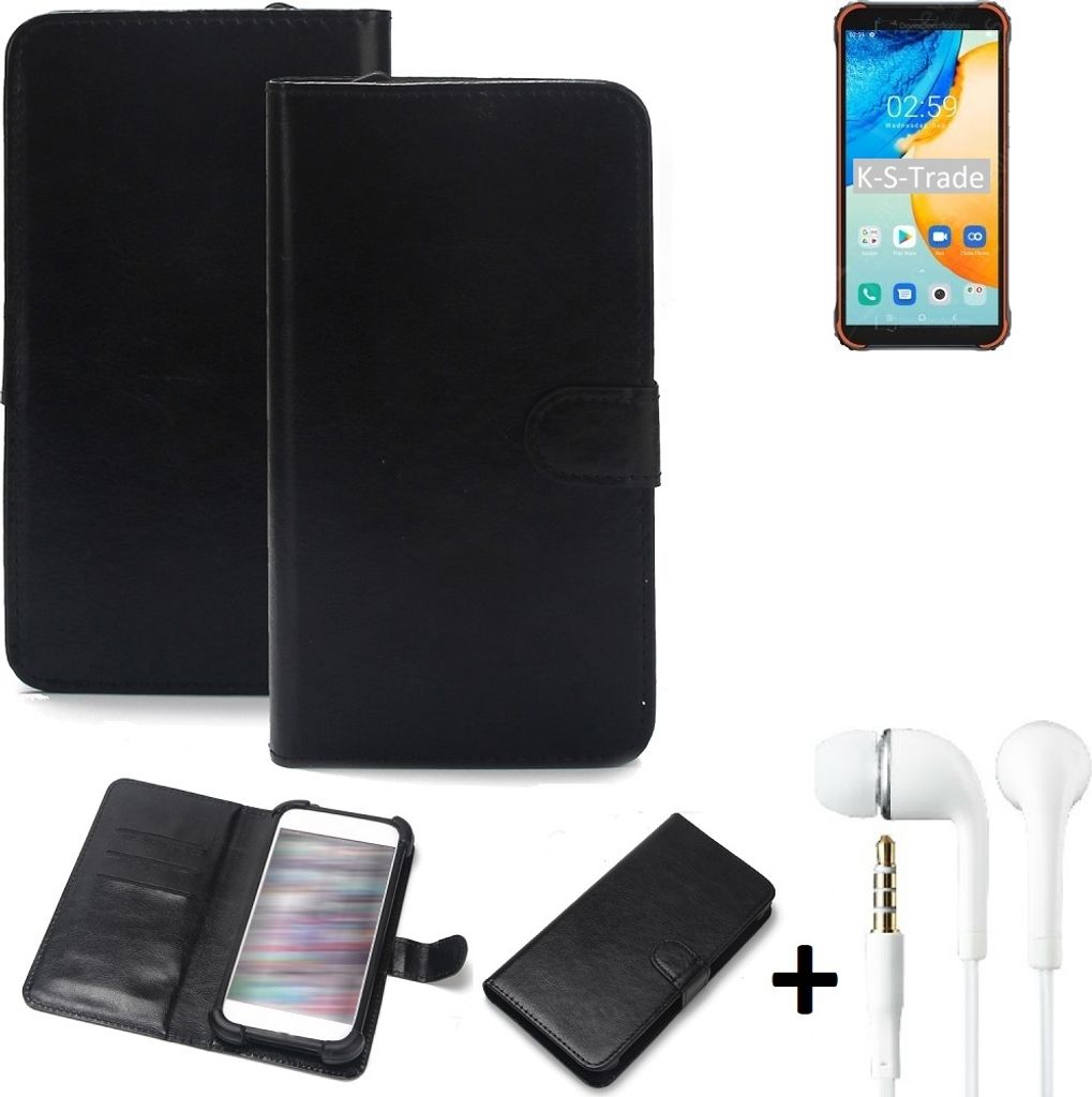 K-S-Trade Wallet Case Handyhülle kompatibel mit Blackview BV4900 Pro Schutzhülle Flip cover Flipstyle Tasche Hülle Flipcover Slim Bumper schwarz +