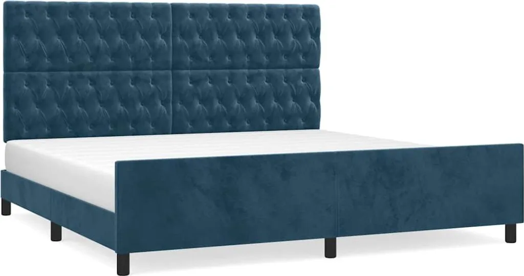Cadre de lit 200x200 cm bleu velours - Finissez-en avec le manque de place