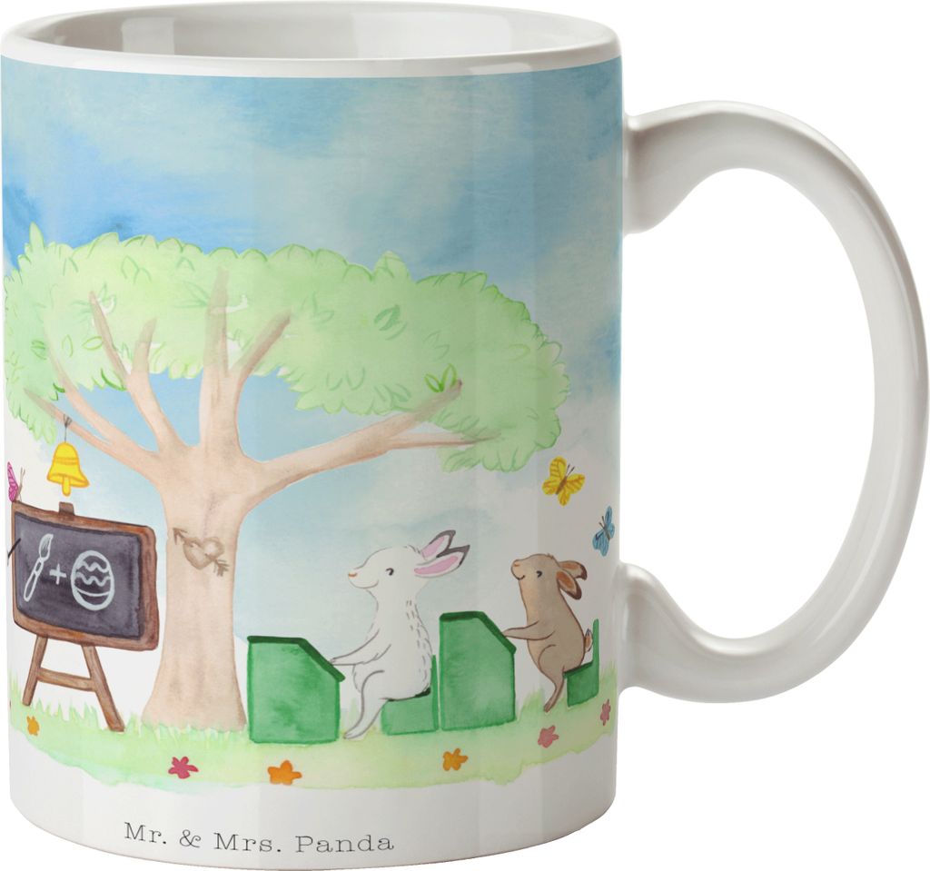 Mr. & Mrs. Panda Kaffeebecher Hasen Schule - Weiß - Geschenk, Ostern, Becher, Tasse, Teetasse, Kaffeetasse, schöne