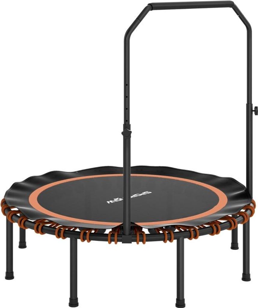 Fitness-Trampolin mit verstellbarem Handlauf – Sport-Trampolin für drinnen & draußen, aus Stahl & Kunststoff, Orange